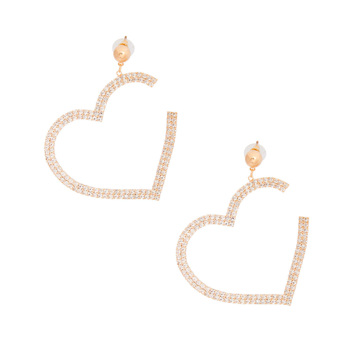 Dangle Gold Med Pave Open Heart Earrings for Women