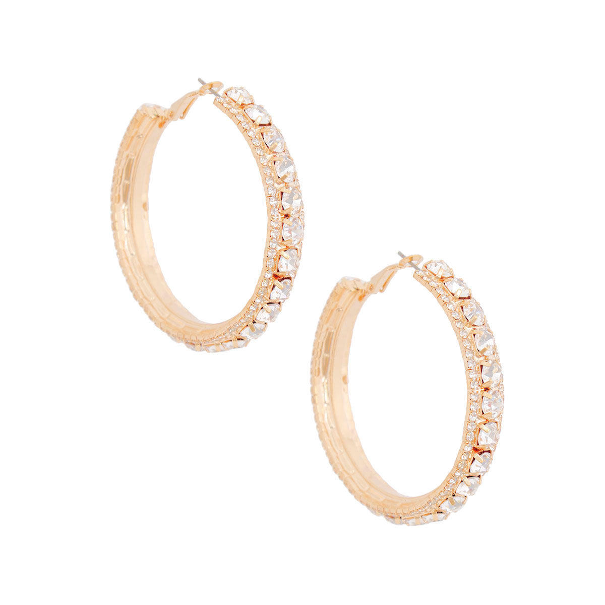 Gold Clear Stone Claw Set Hoops