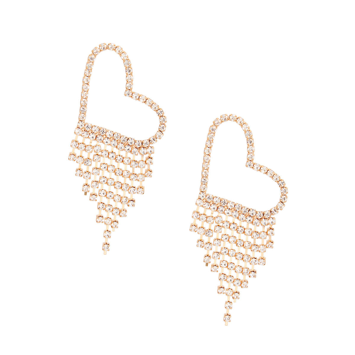 Fringe Gold Large Pave Heart Earrings for Women
