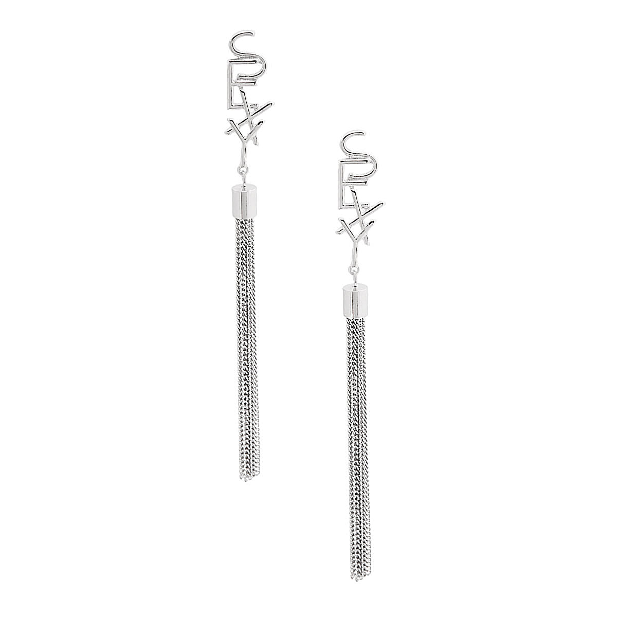 Silver SEXY Chain Fringe Earrings