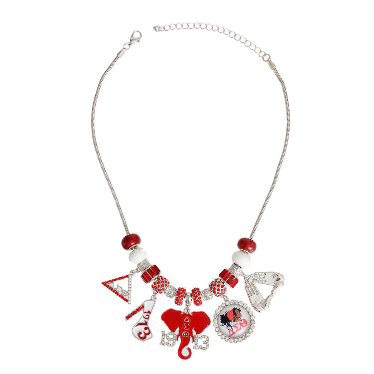 Red White Sorority Charm Necklace
