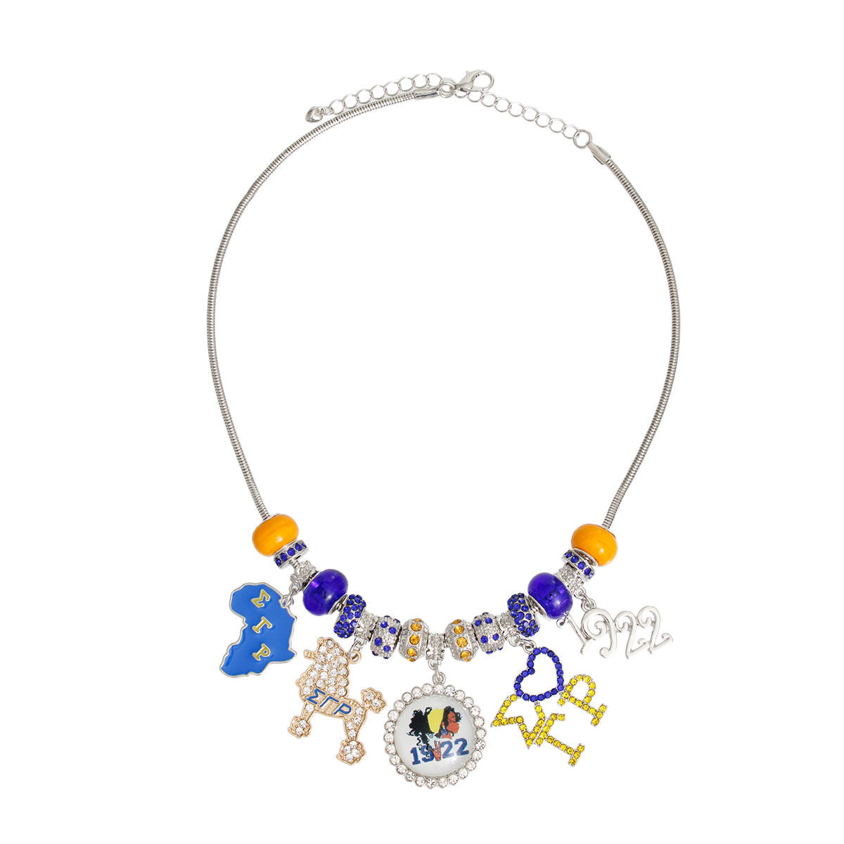 Blue Gold Sorority Charm Necklace