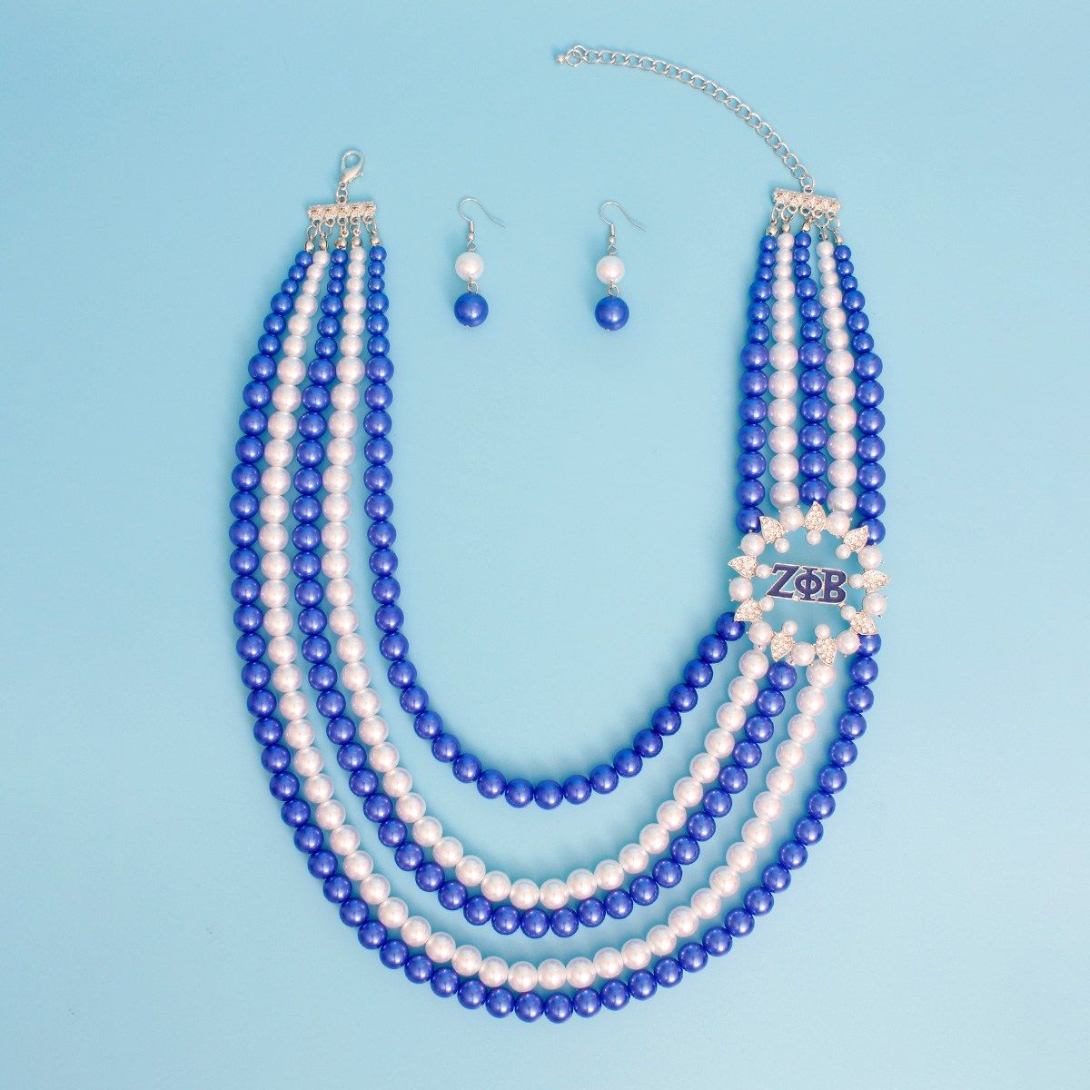 Necklace Blue White Pearl ZPB Set for Women