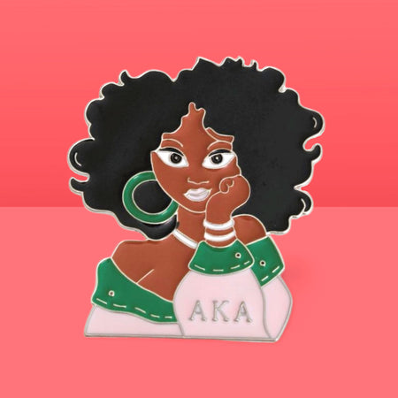Red White Curly Hair Woman Pin