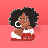 Red White Curly Hair Woman Pin