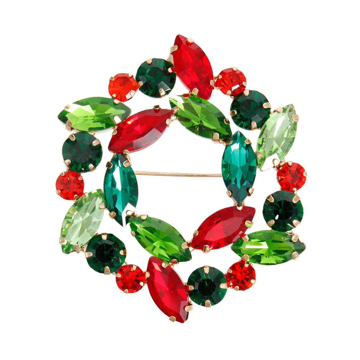 Brooch Xmas Crystal Wreath Pin for Women