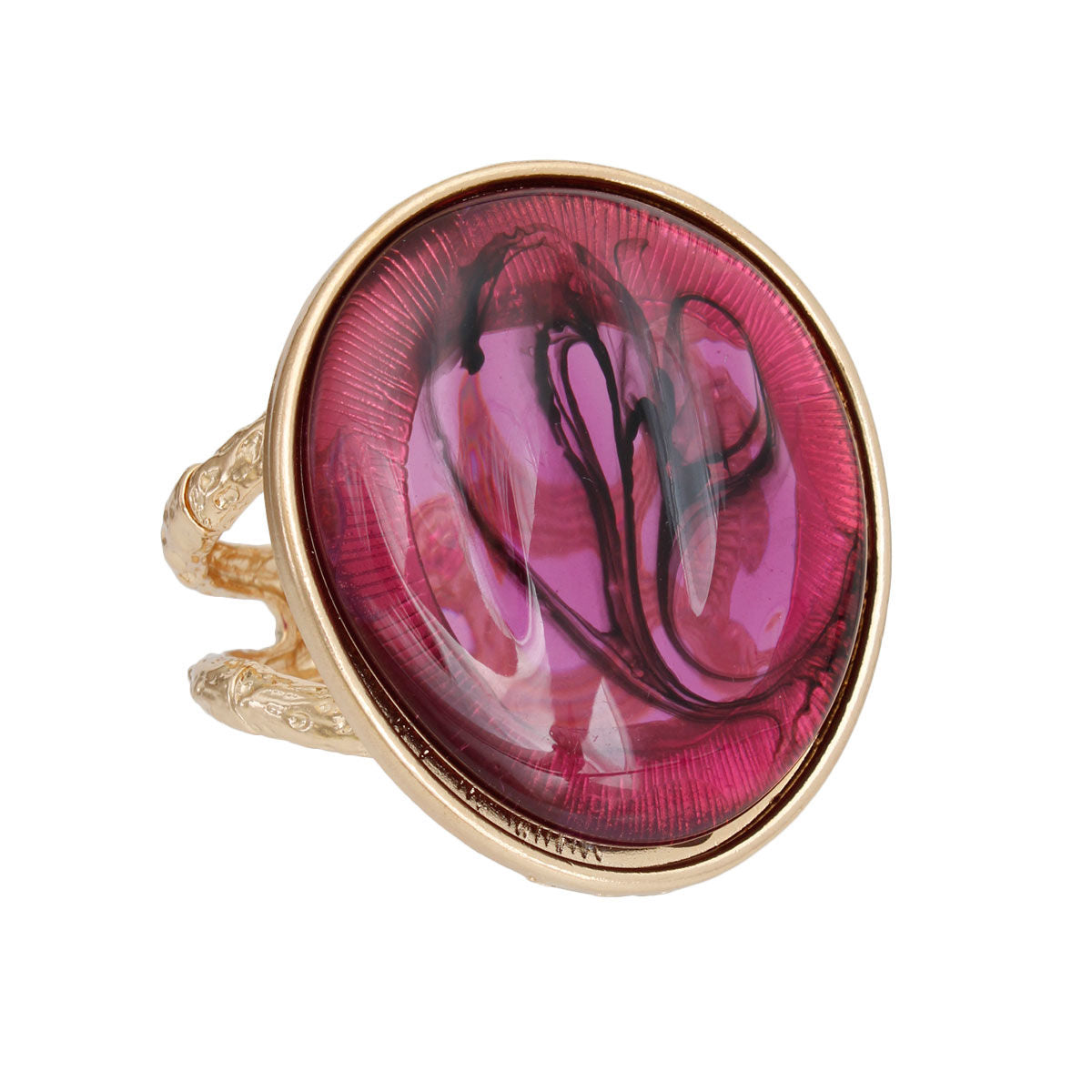 Purple Marbled Resin Gold Cuff