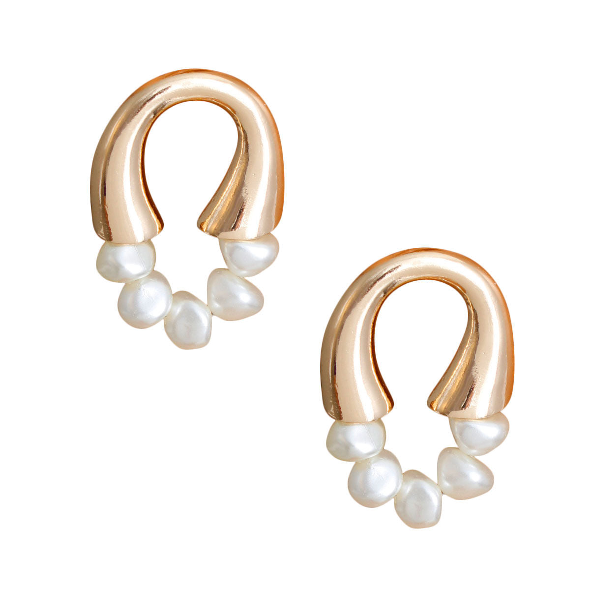 Gold Arch Pearl Studs