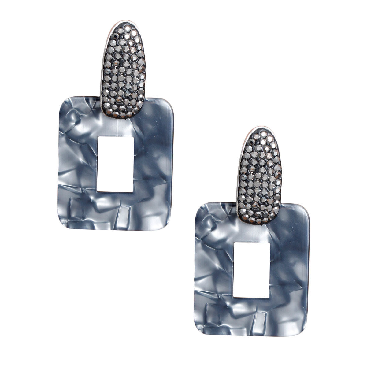 Black Marbled Stone Earrings