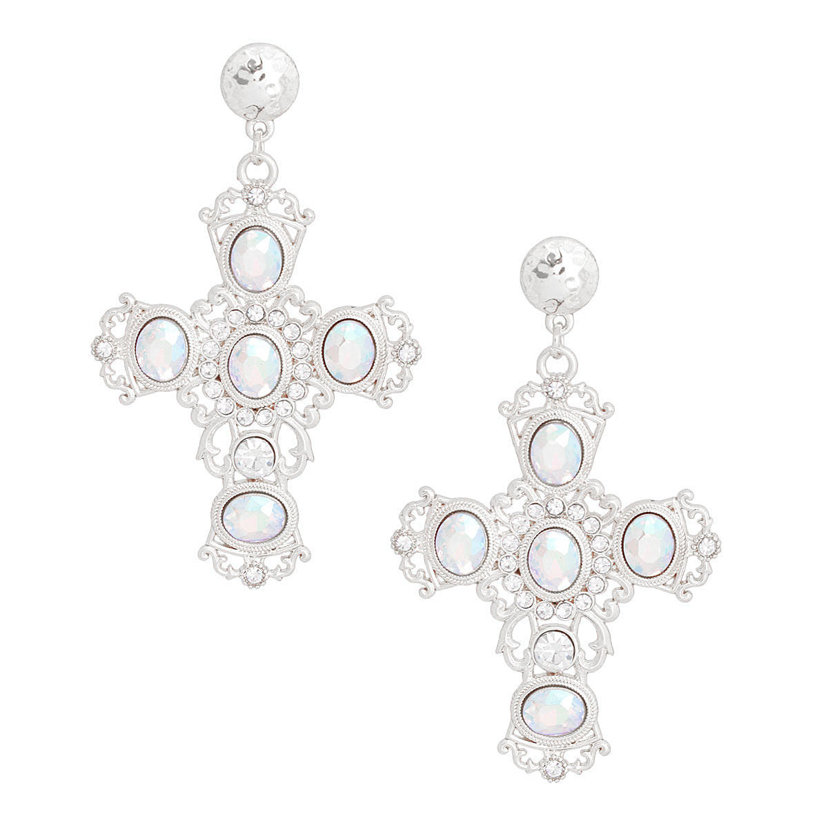 Silver AURBO Fancy Cross Earrings