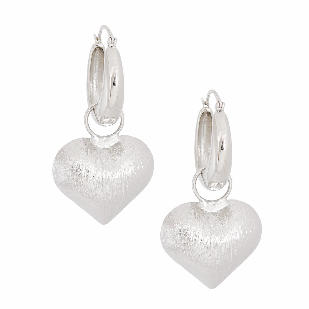 Hoop Silver Medium Chunky Heart Earrings for Women