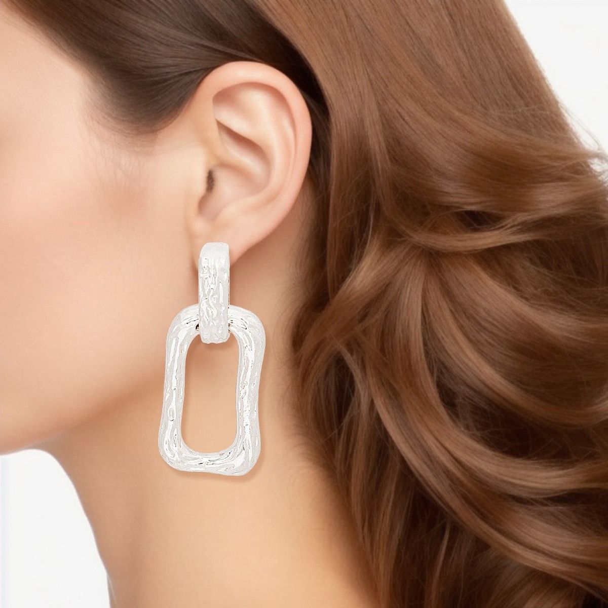 Clip Ons Silver Medium Link Earrings for Women