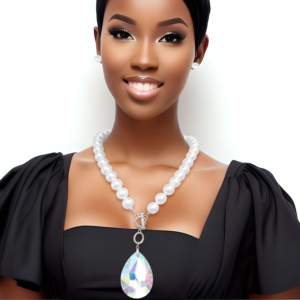 Toggle White Pearl AURBO Teardrop Necklace