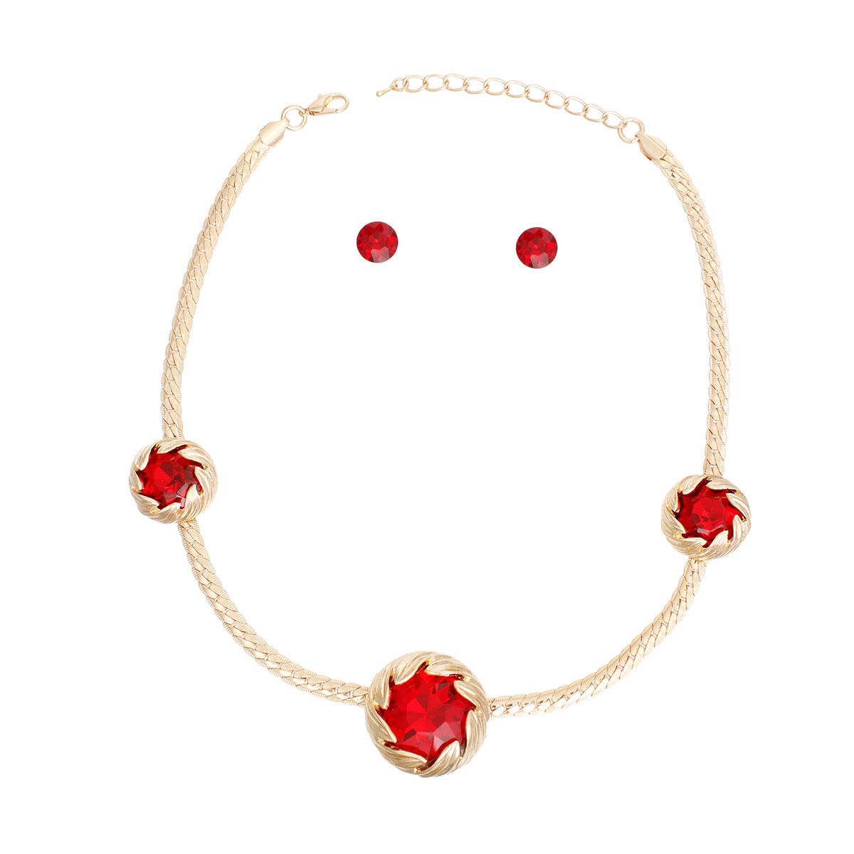 Necklace Red Crystal Double Cut Chain for Women
