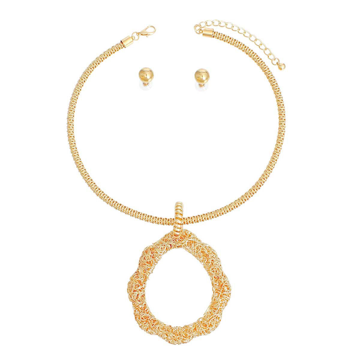 Pendant Necklace Gold Wire Teardrop Set for Women