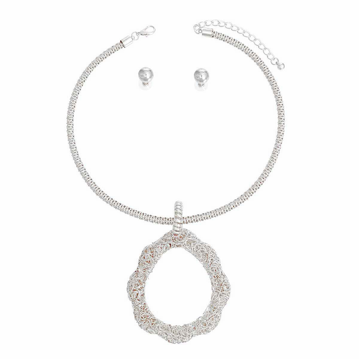 Pendant Necklace Silver Wire Teardrop Set Women