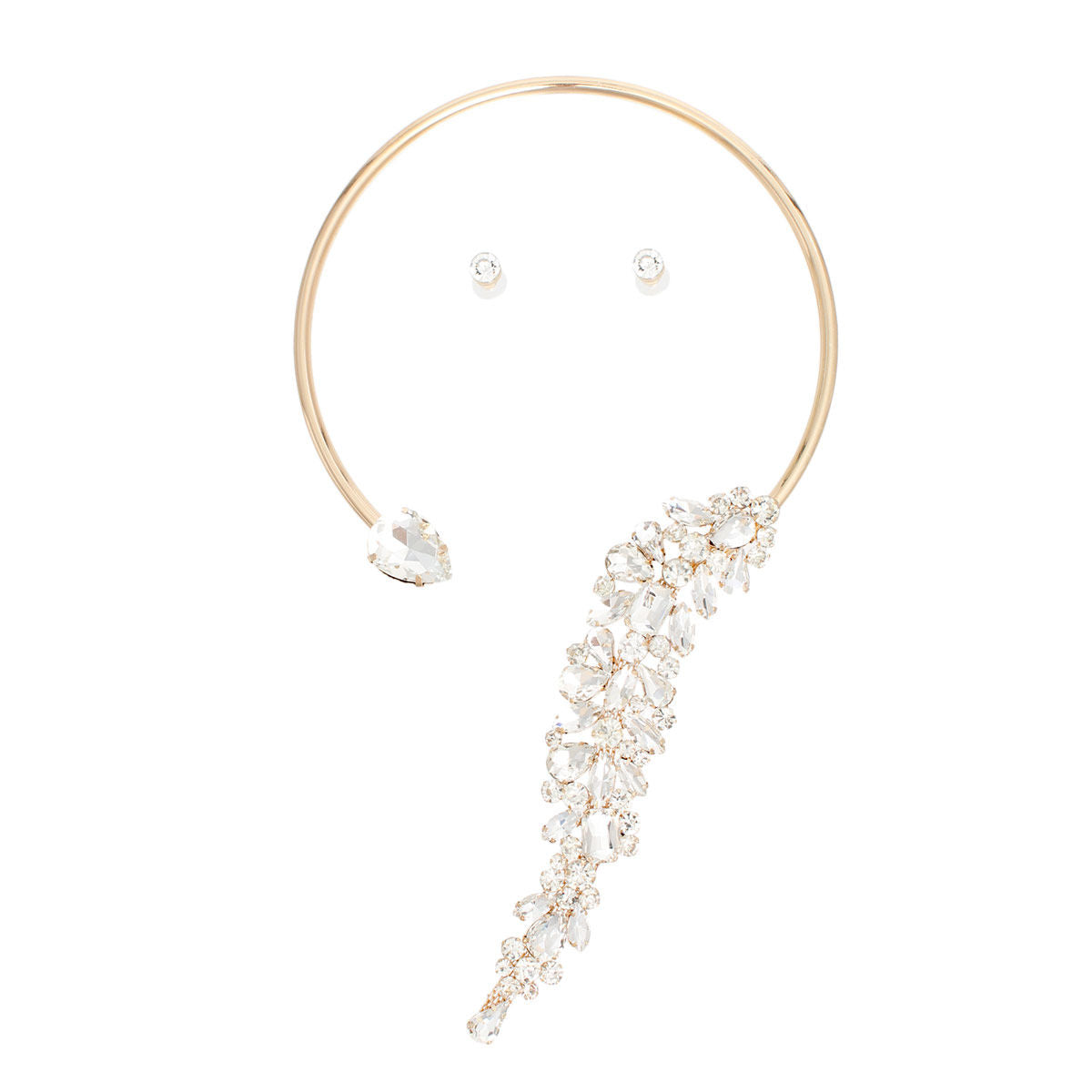 Necklace Gold Crystal Drop Choker for Women