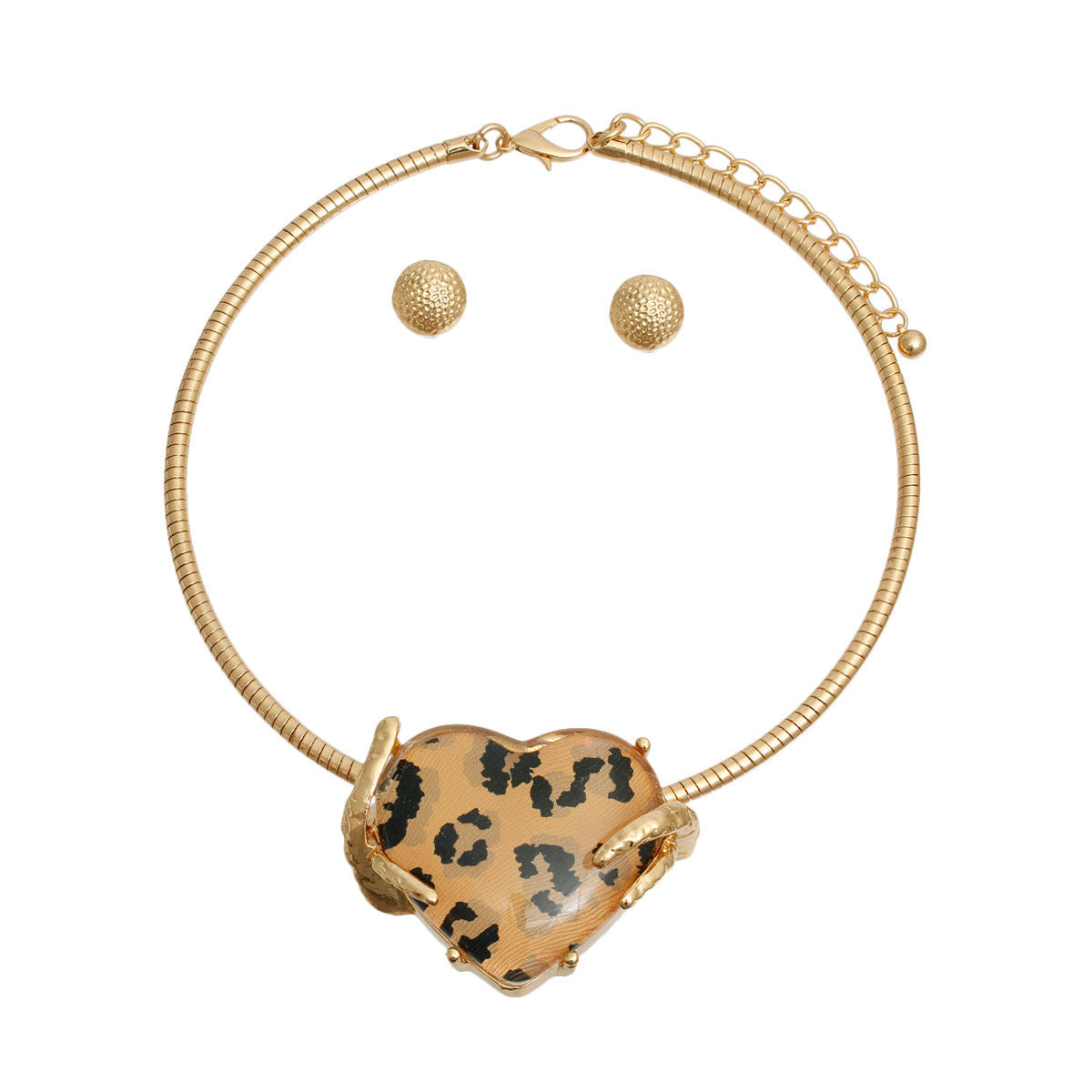 Leopard Heart Rigid Collar Set
