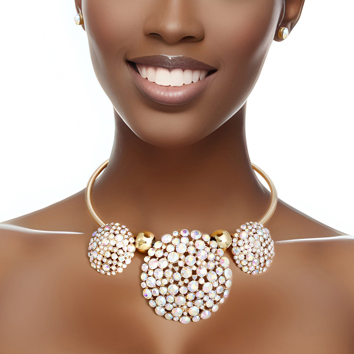 Necklace Gold AURBO Crystal Pendant Set for Women