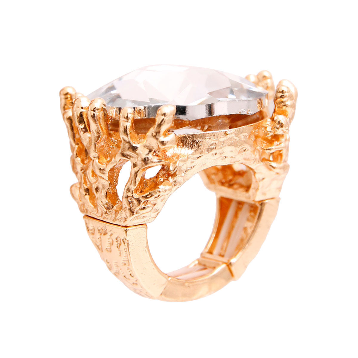 Gold Crystal Branch Ring