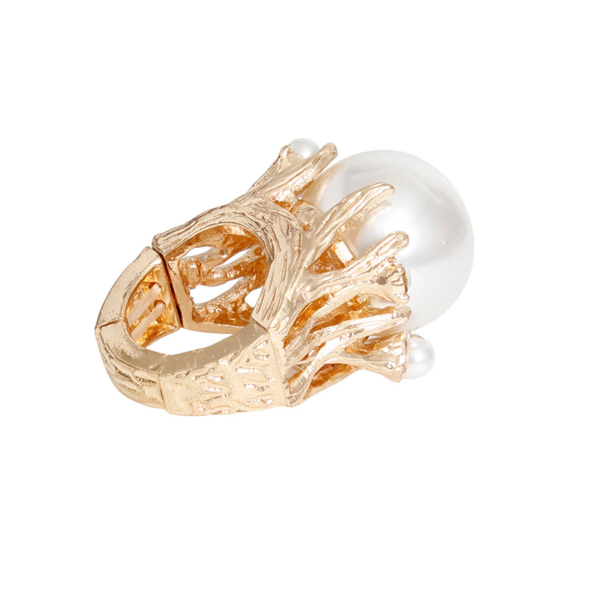 Ring Gold Pearl Branch Cocktail Ring for Women