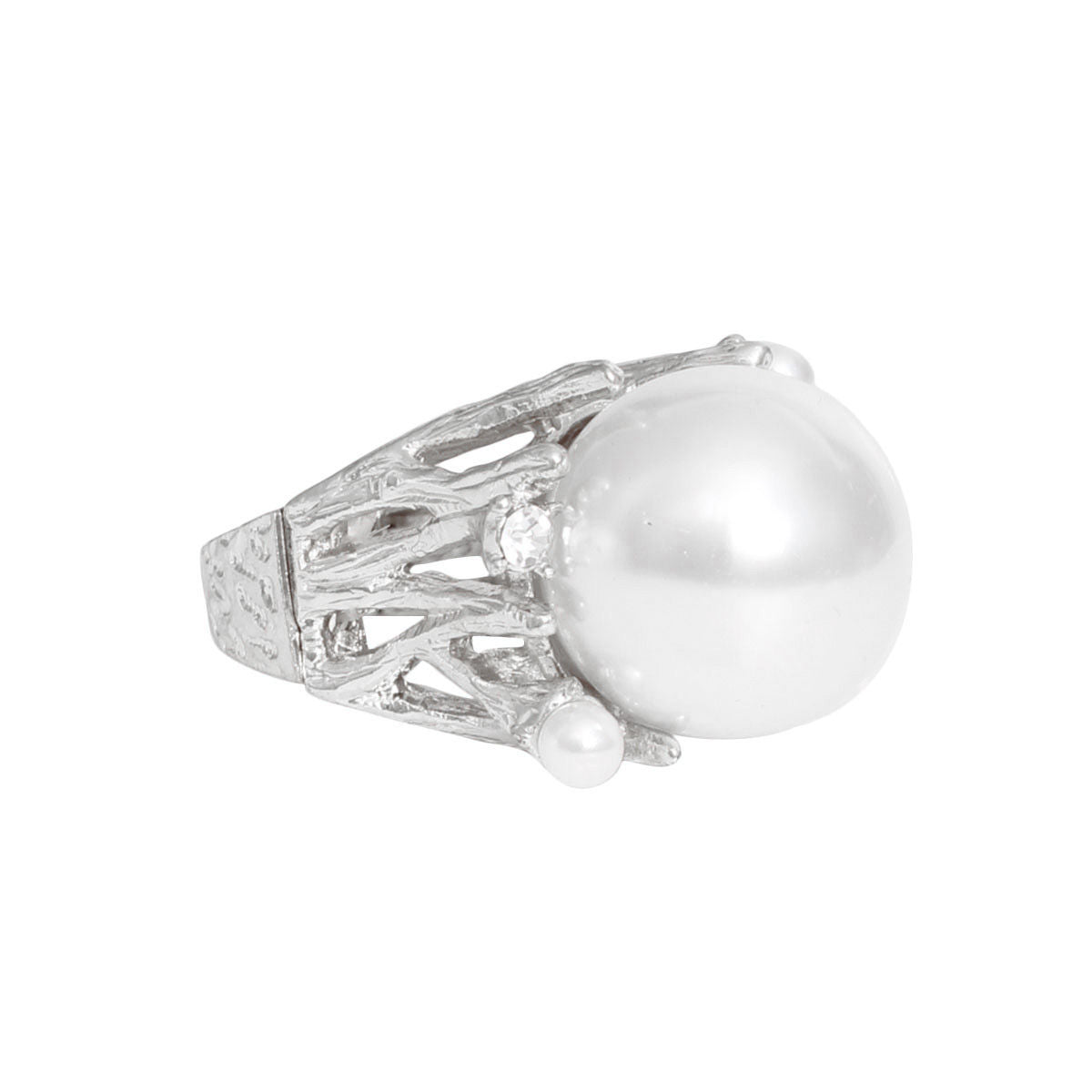 Ring Silver Pearl Branch Cocktail Ring for Women