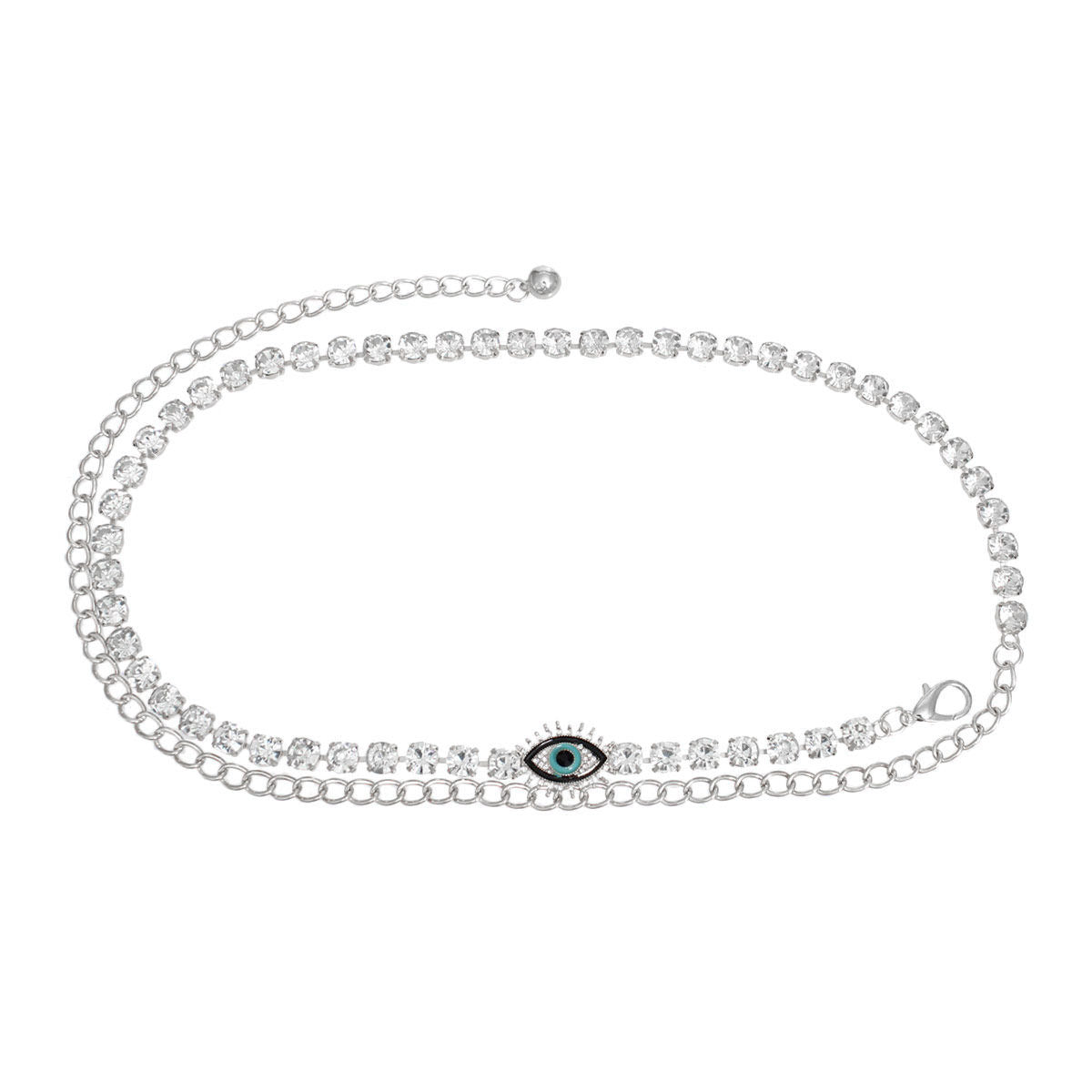 Rhinestone Belt Silver Evil Eye Chain for Women