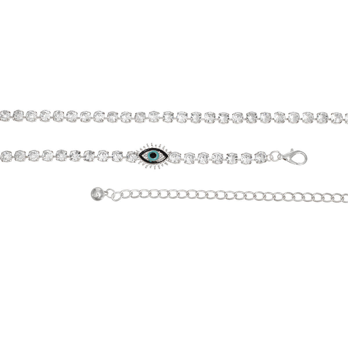 Rhinestone Belt Silver Evil Eye Chain for Women