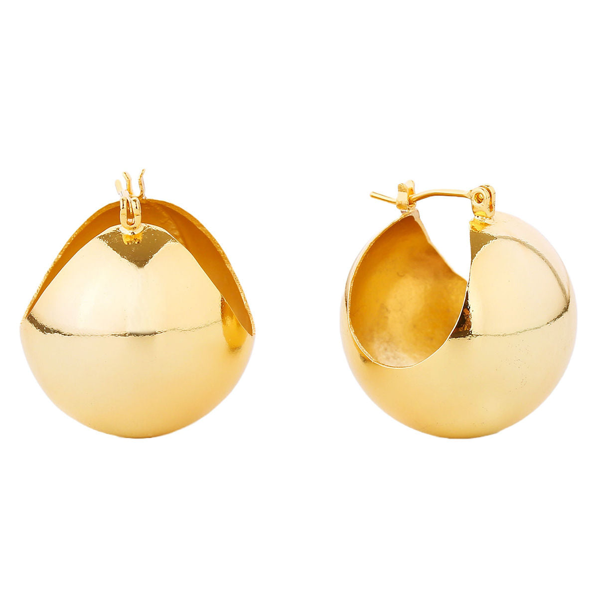 Hoop 14K Gold Large Ball Wide Earrings for Women
