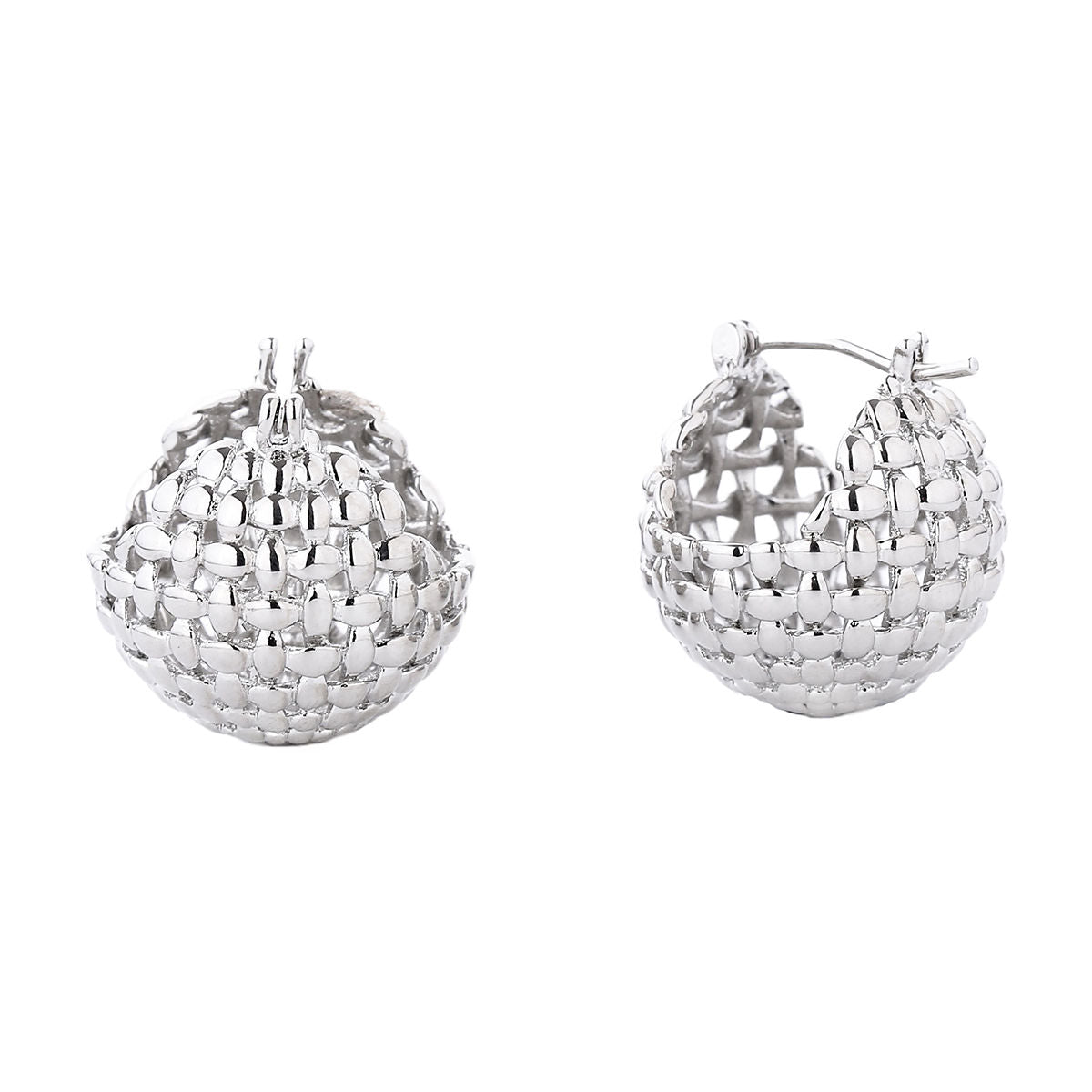 Hoop White Gold Small Basket Earrings for Women