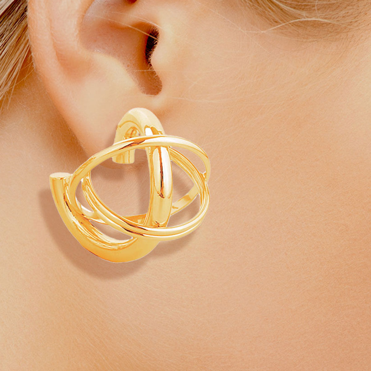 Stud 14K Gold Small Gyro Ball Earrings for Women