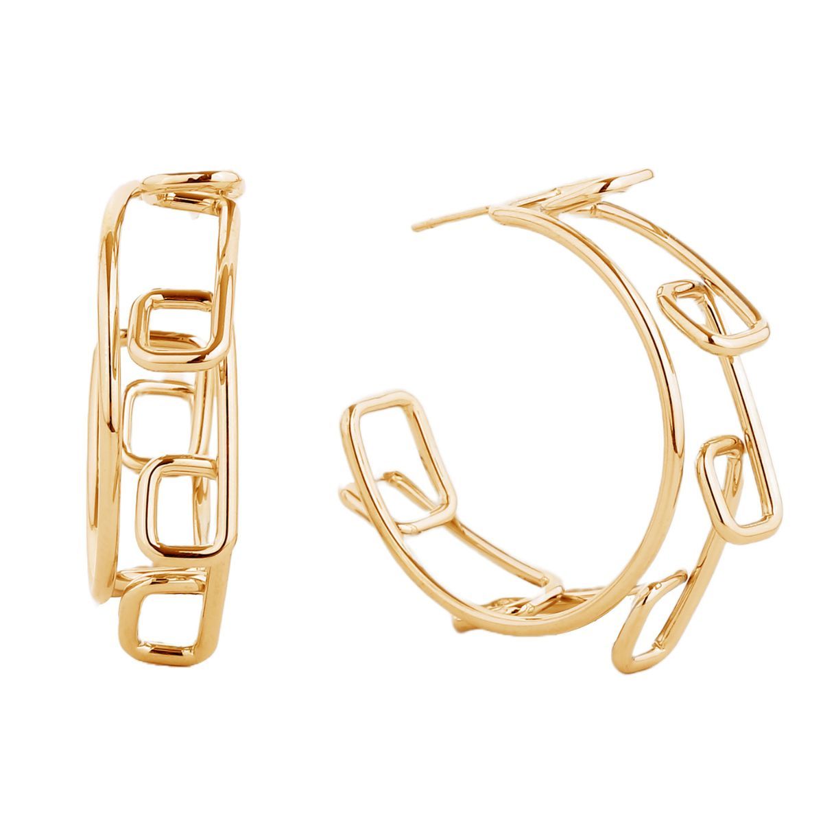 Hoop 14K Gold Medium Geo Wire Earrings for Women