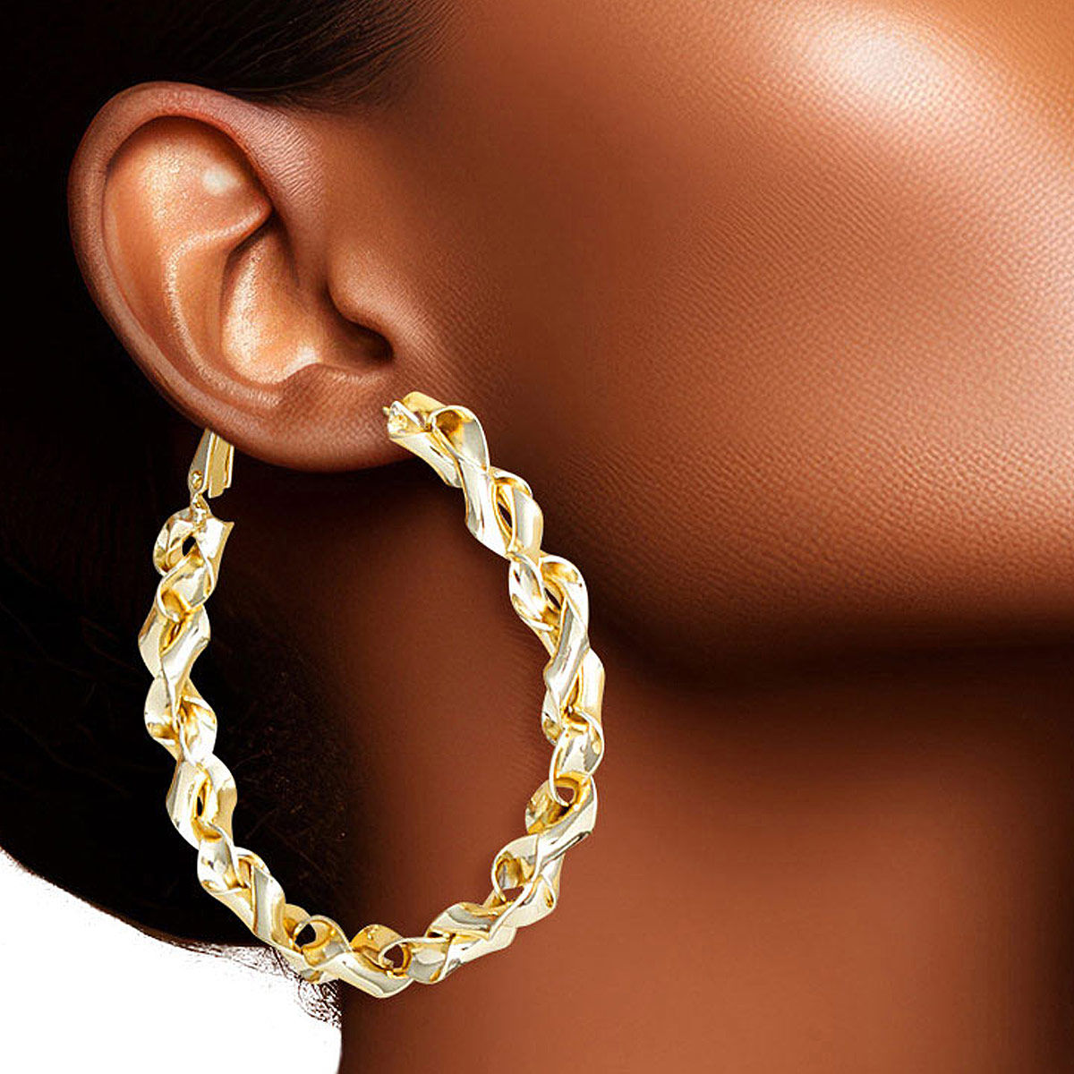 Hoop 14K Gold Medium Twisted Earrings for Women
