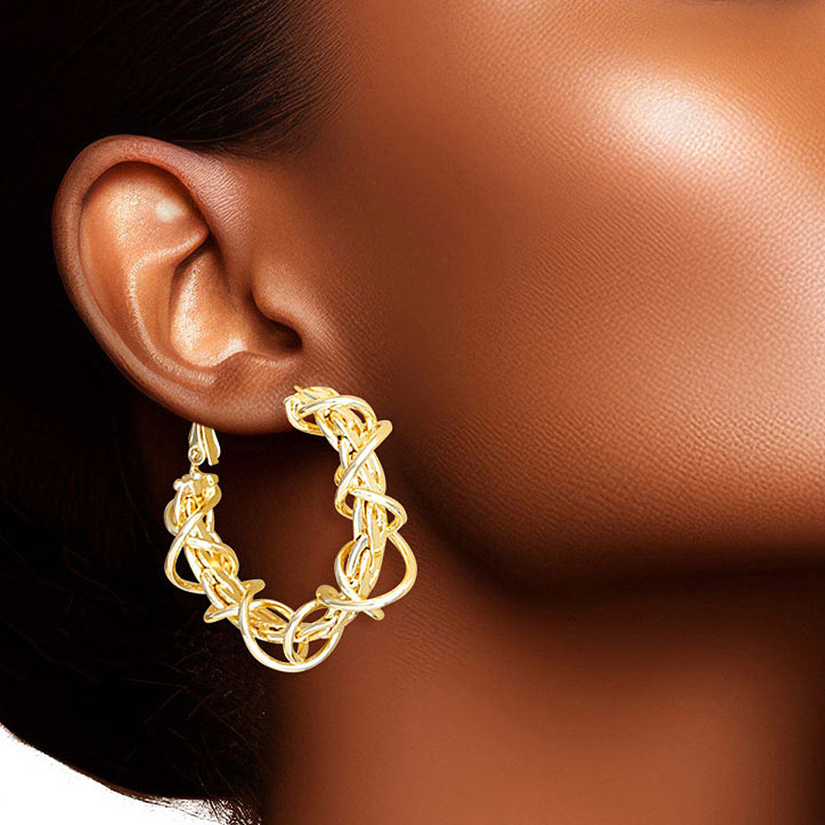 Hoop 14K Gold Small Wire Chain Earrings for Women