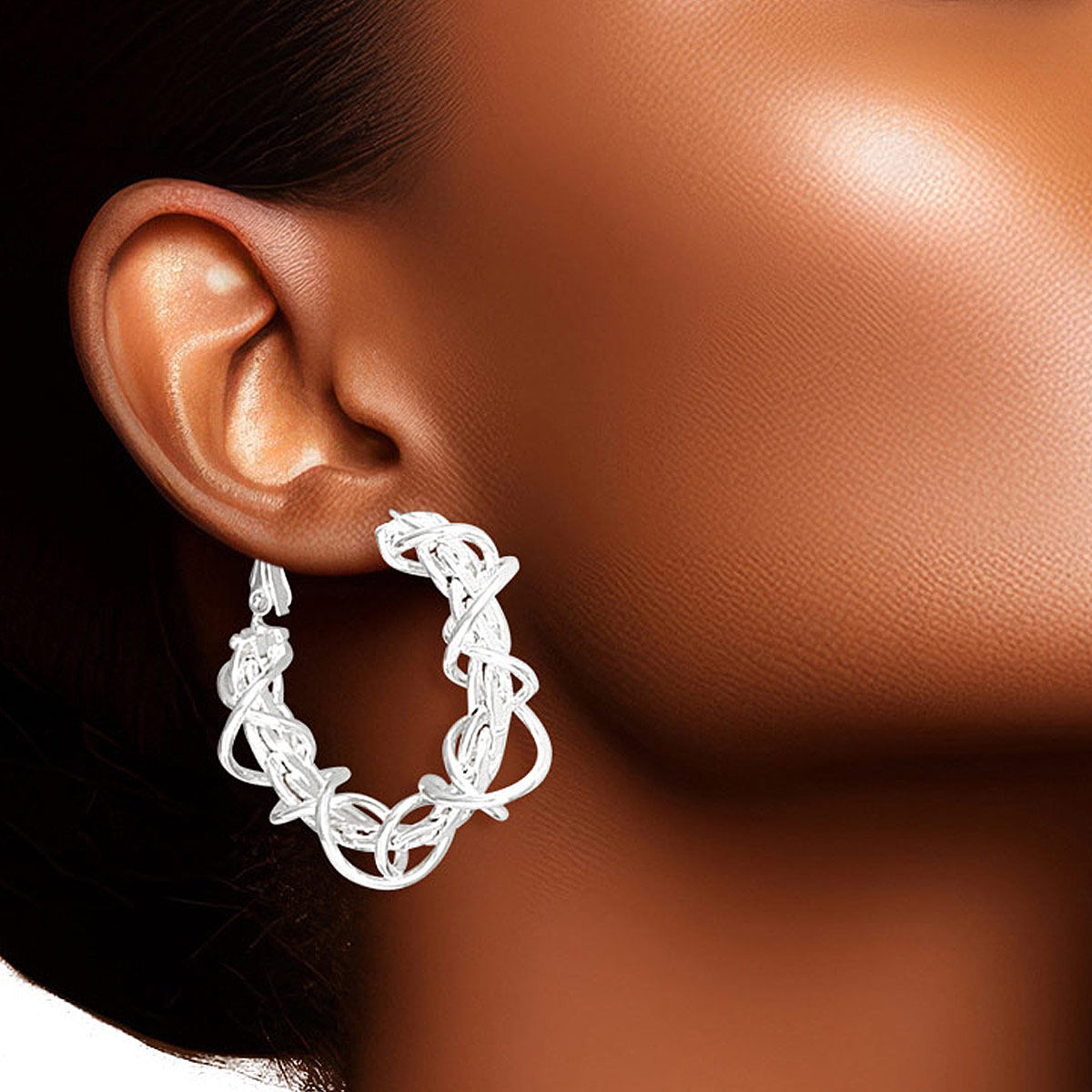 Wired Hoop White Gold 14k Dipped Earring for Women