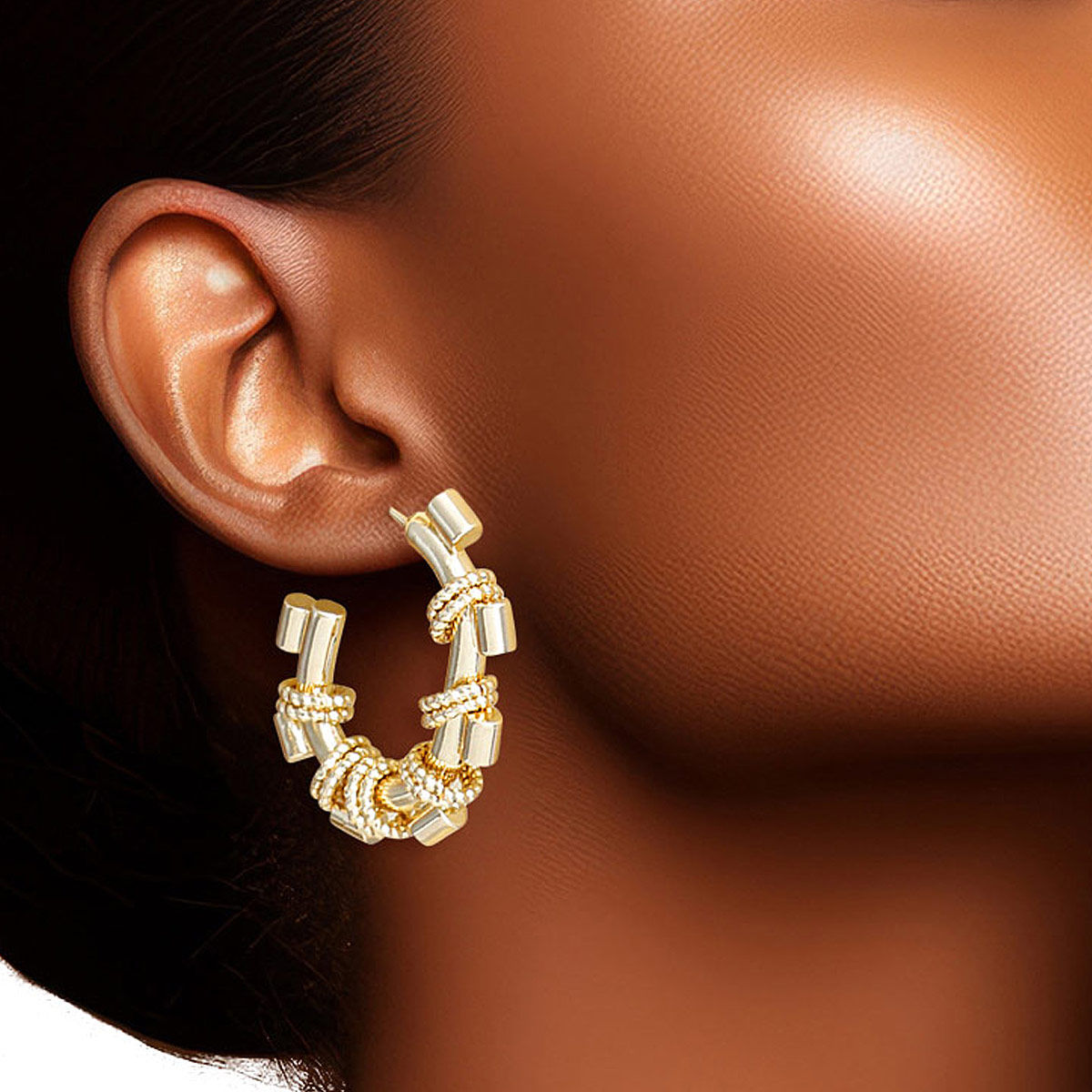 Hoop 14K Gold Small Stack Rings Earrings for Women
