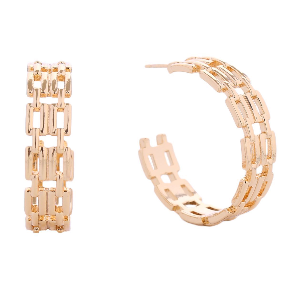 Hoop 14K Gold Small Chain Link Earrings for Women