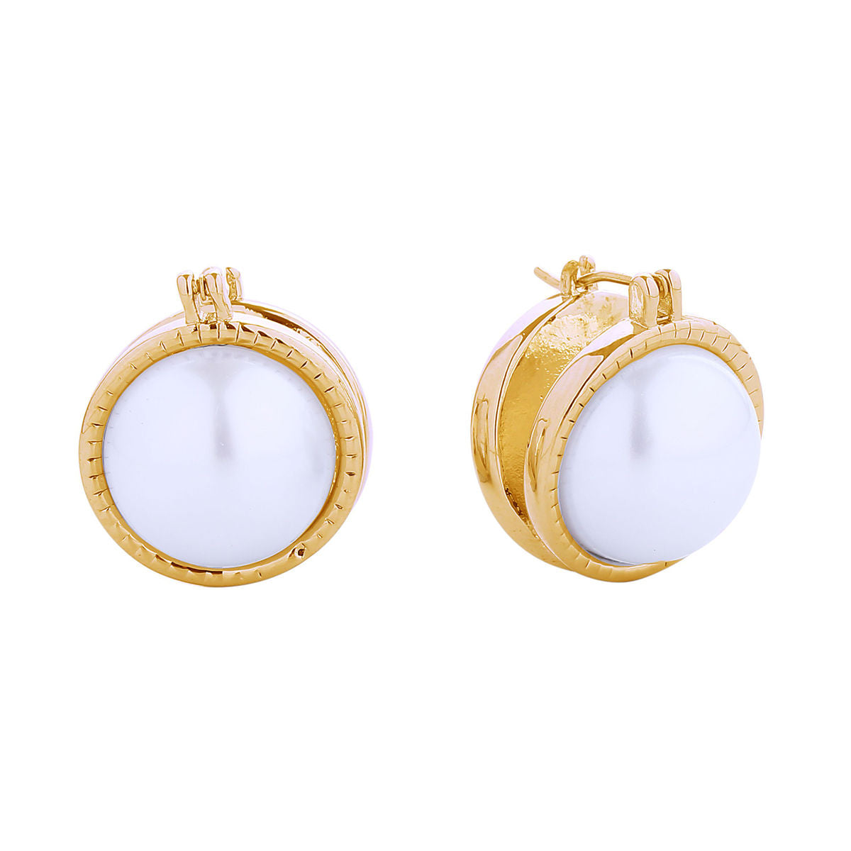Stud 14K Gold Small Double Pearl Earring for Women