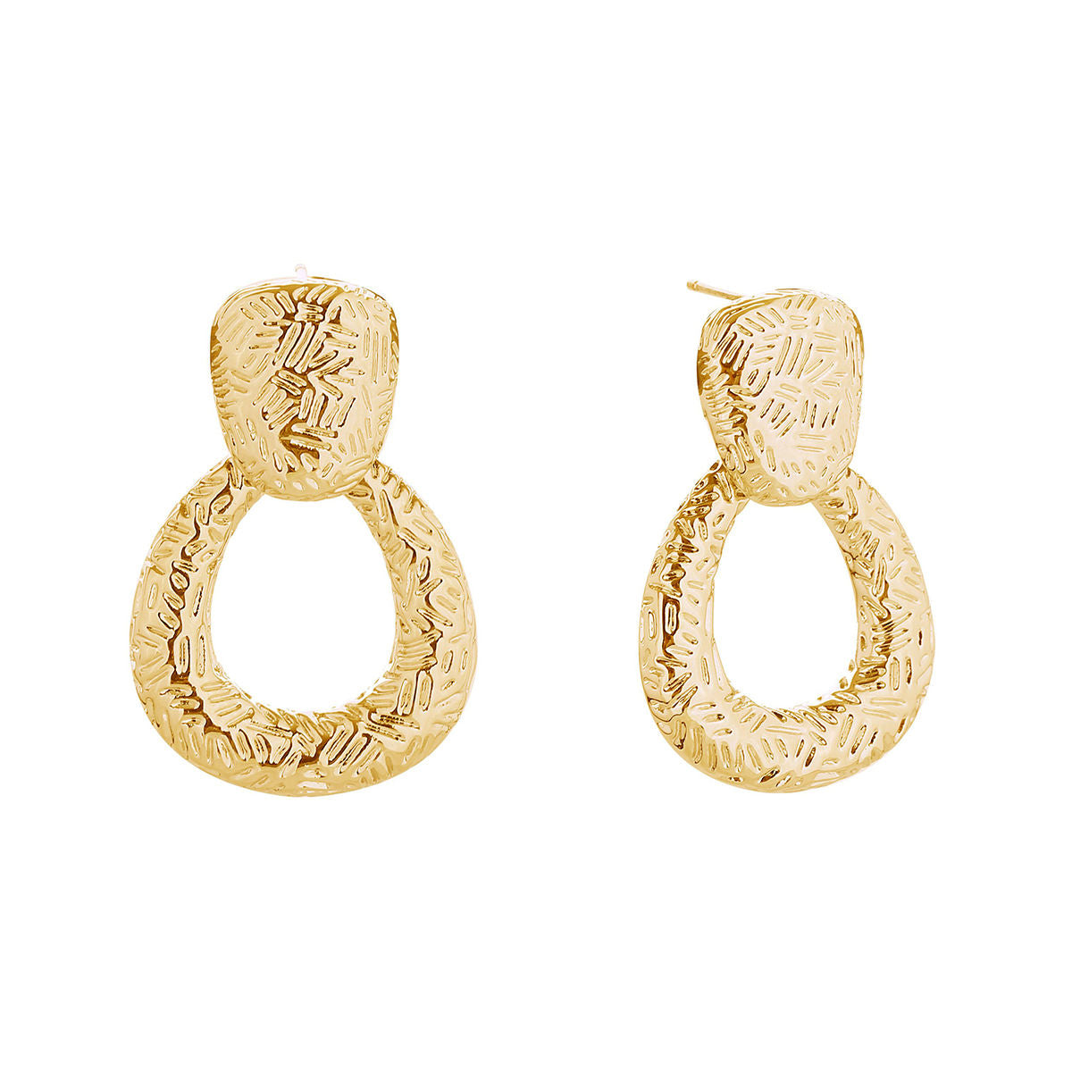 Dangle 14K Gold Small Scratch Drop Earrings Women