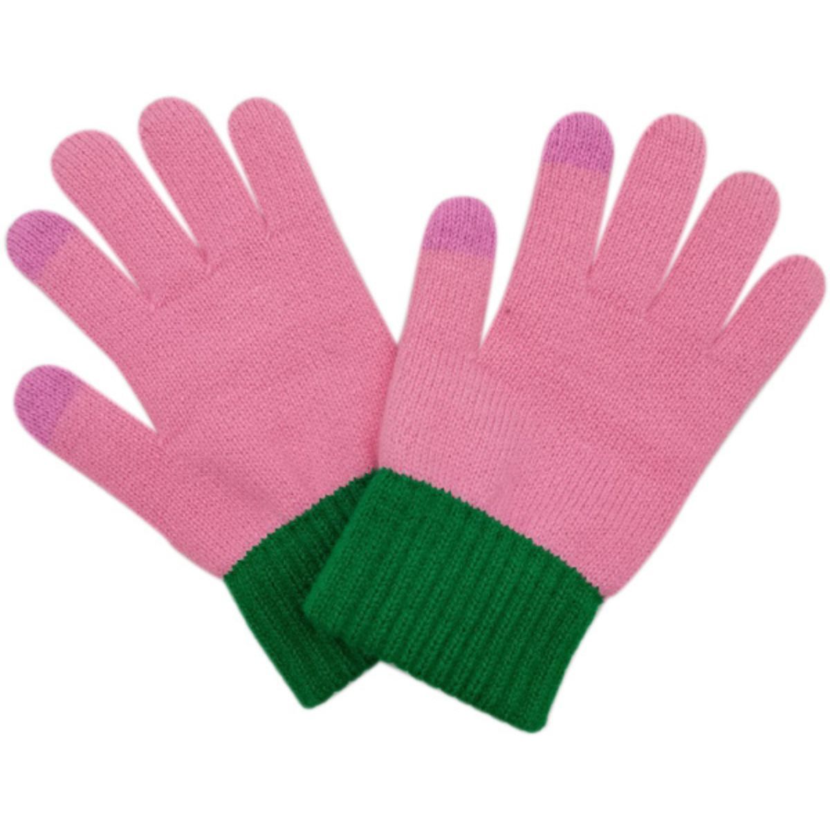 Pink with Green Cuff Gloves