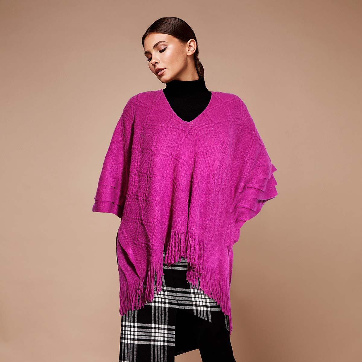 Berry Purple Crochet Poncho