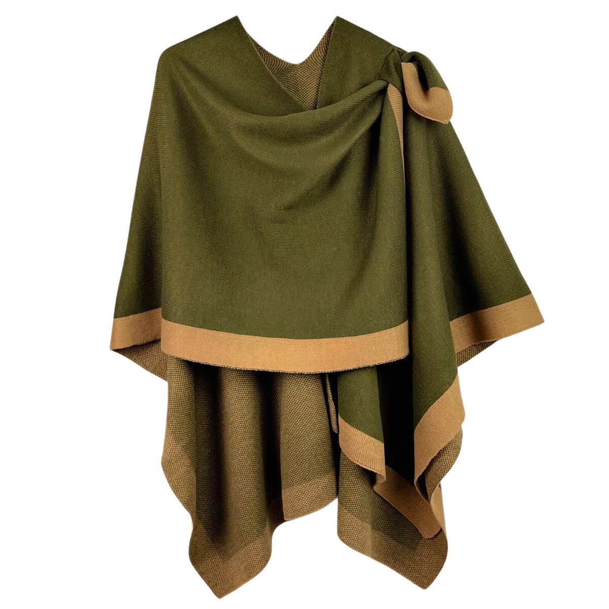 Ruana Shawl Poly Olive Shoulder Wrap for Women
