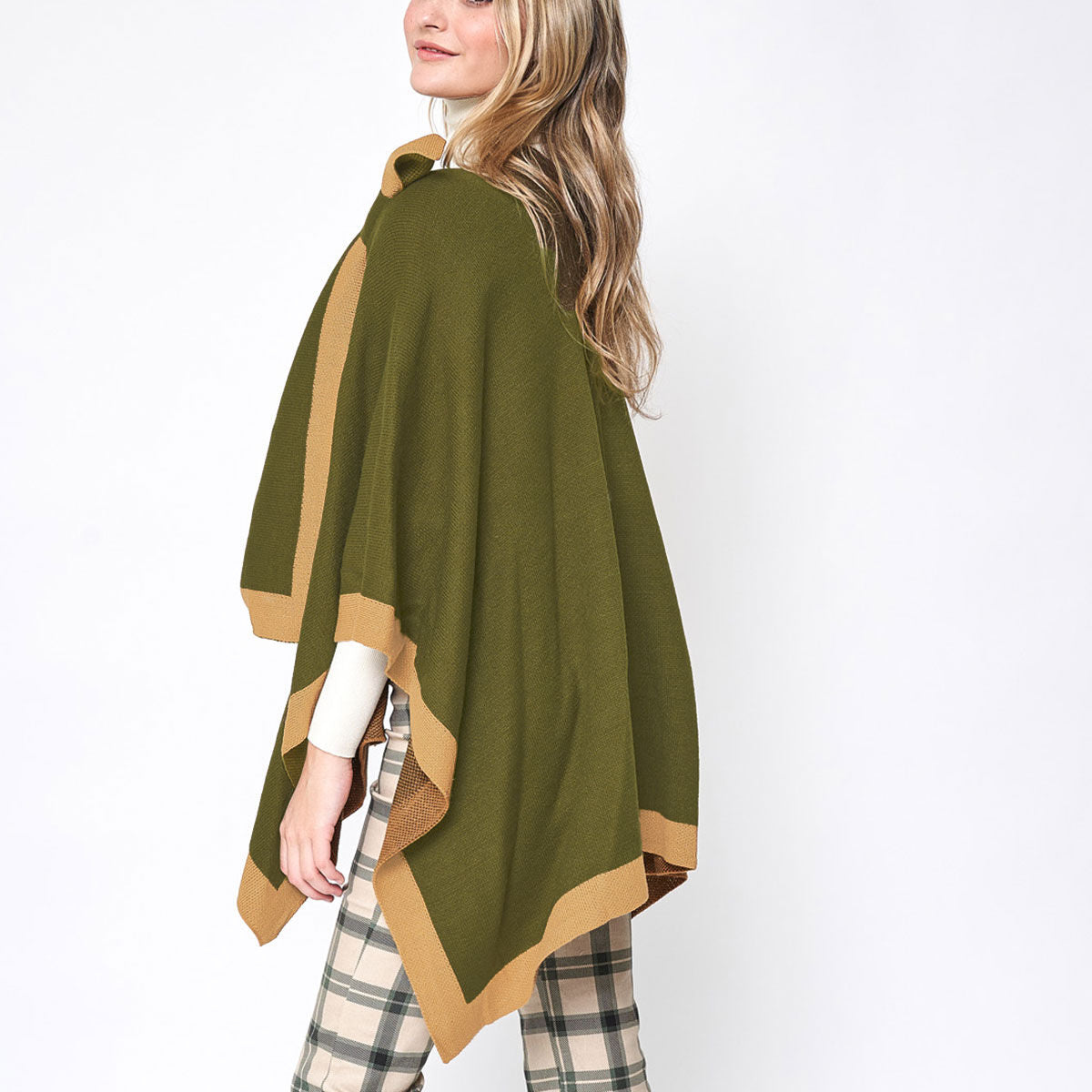 Ruana Shawl Poly Olive Shoulder Wrap for Women