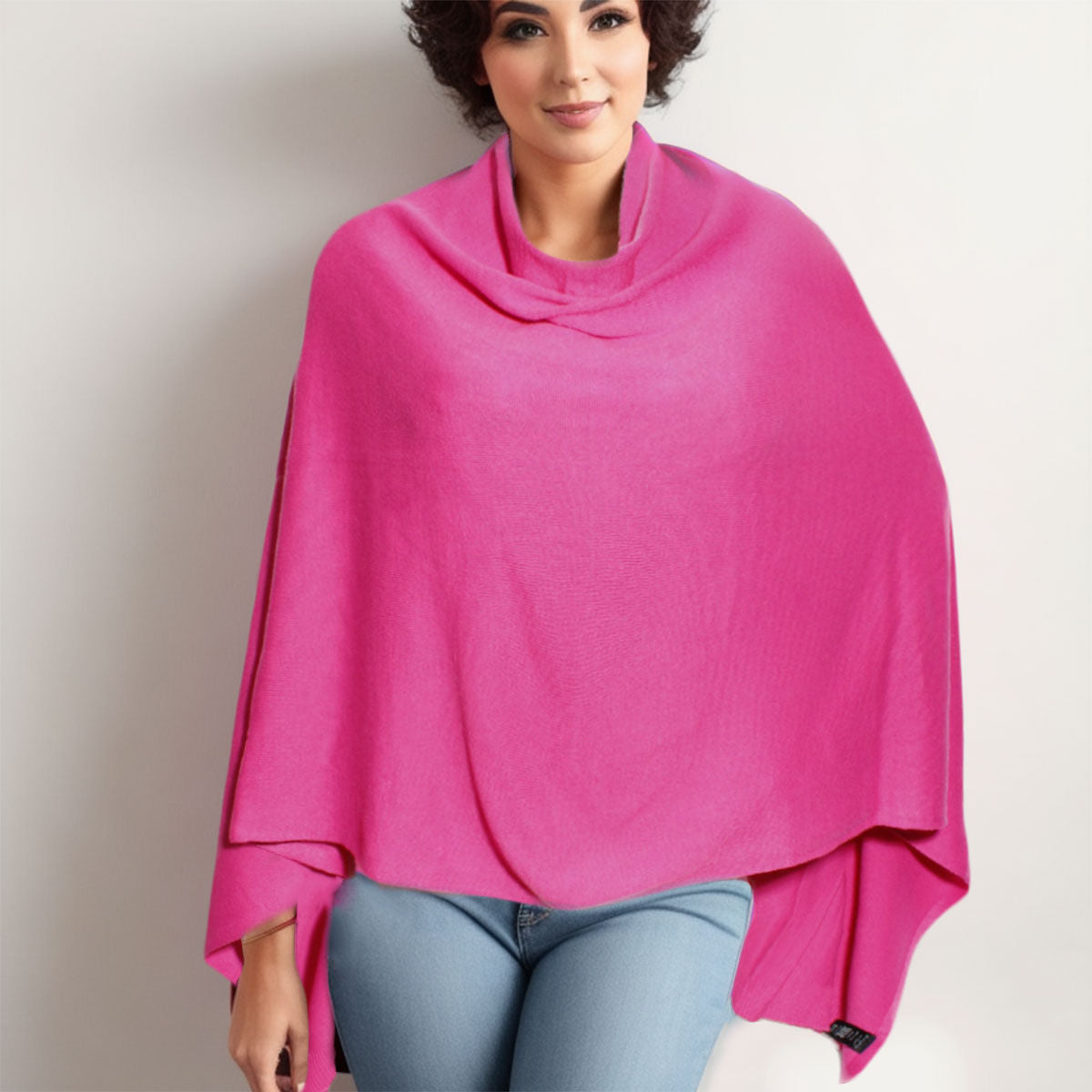 Scarf Poncho Acrylic Pink Convrtble Wrap for Women