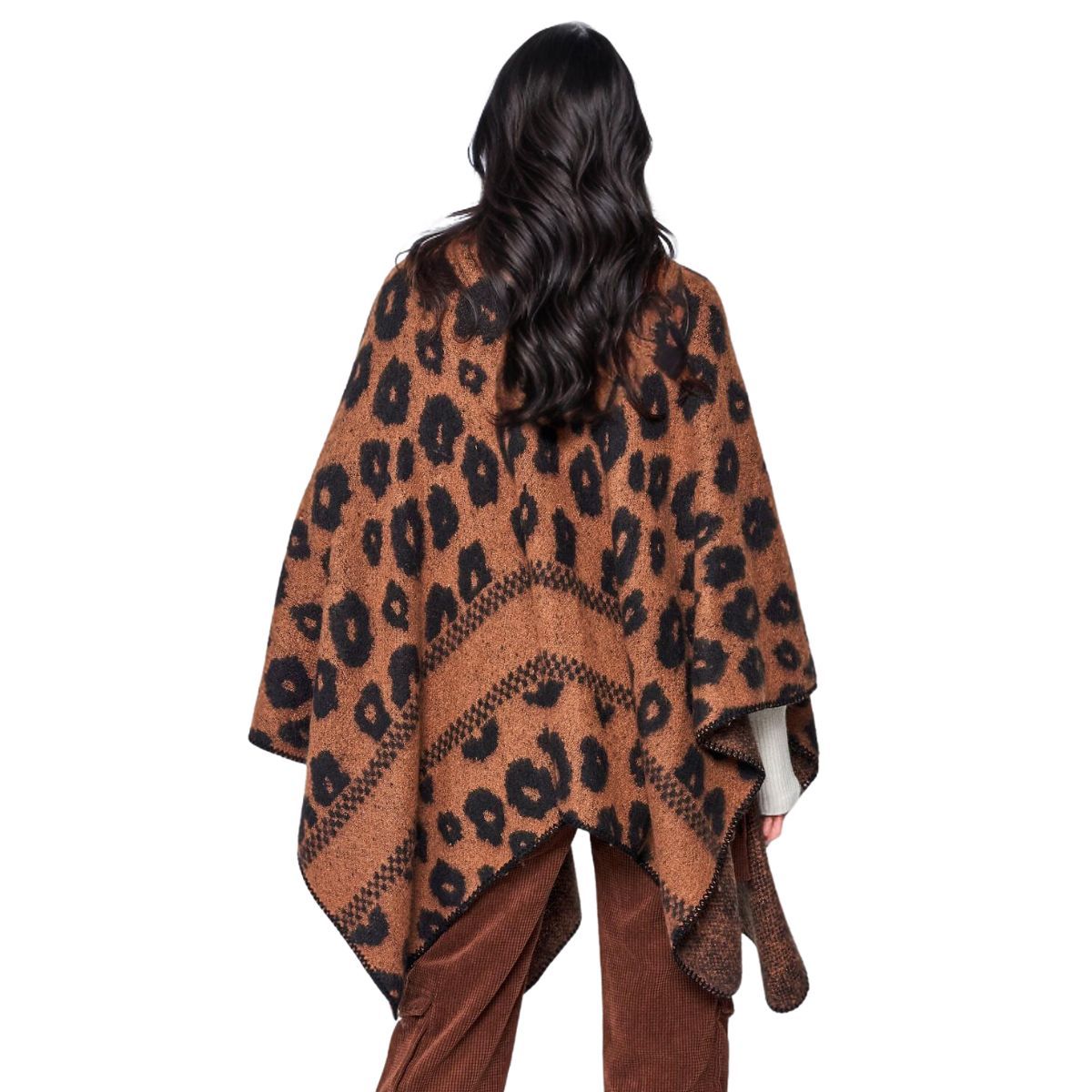 Kimono Cardigan Poly Brown Leopard Knit for Women