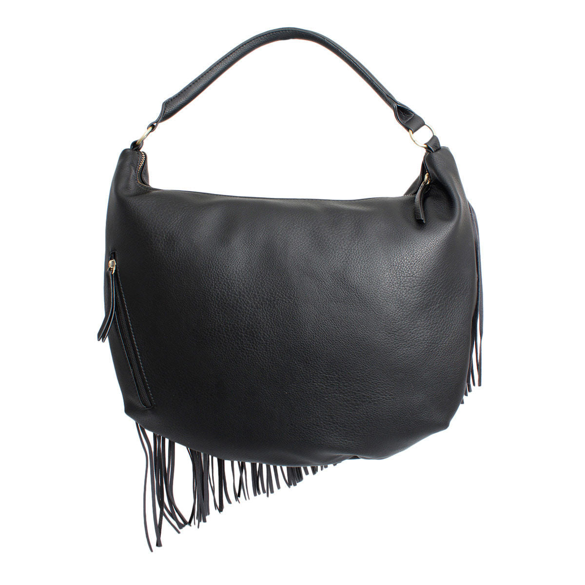 Purse Black Diagonal Fringe Hobo Bag for Women