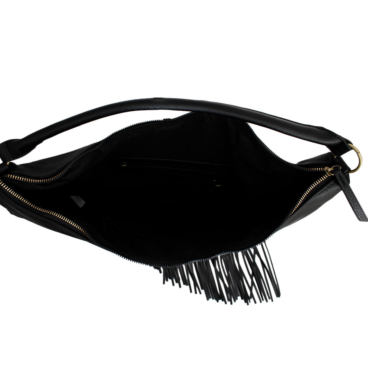 Purse Black Diagonal Fringe Hobo Bag for Women