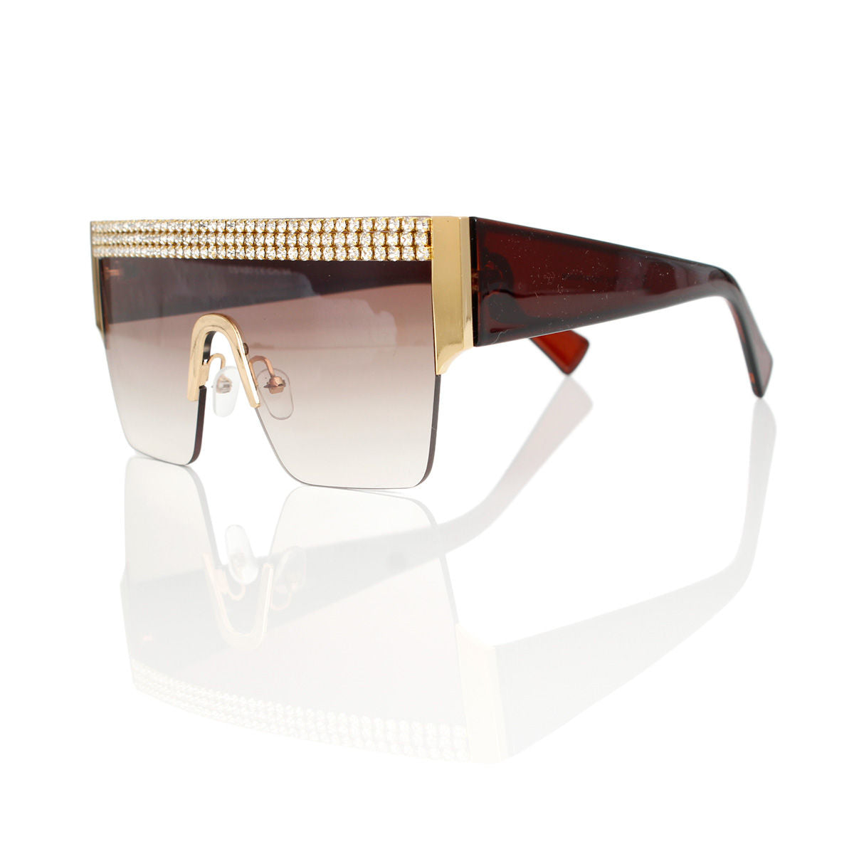 Sunglasses Shield Pave Brown Eyewear for Women