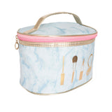 Marbled Blue Round Cosmetic Pouch