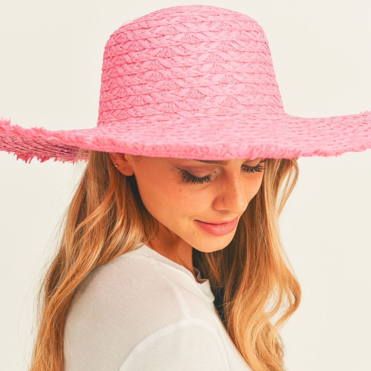 Solid Pink Floppy Sun Hat
